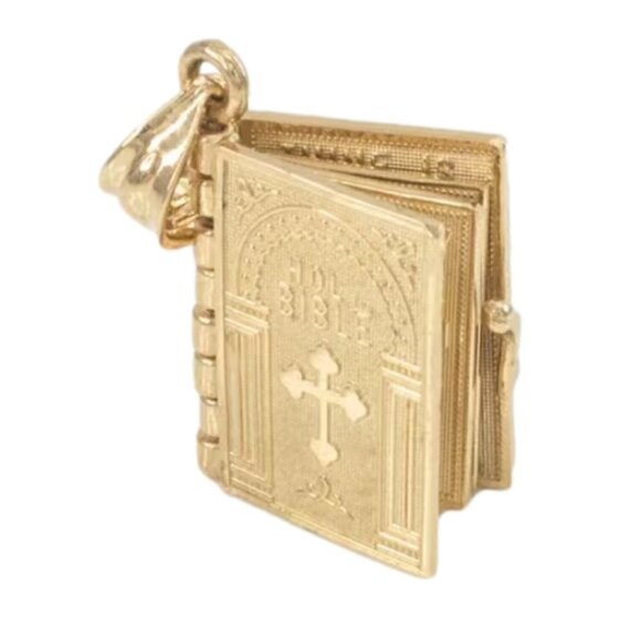 Holy Bible with The Lord's Prayer Necklace / Pendant #1107 (gold tone) - Picture 4 of 9